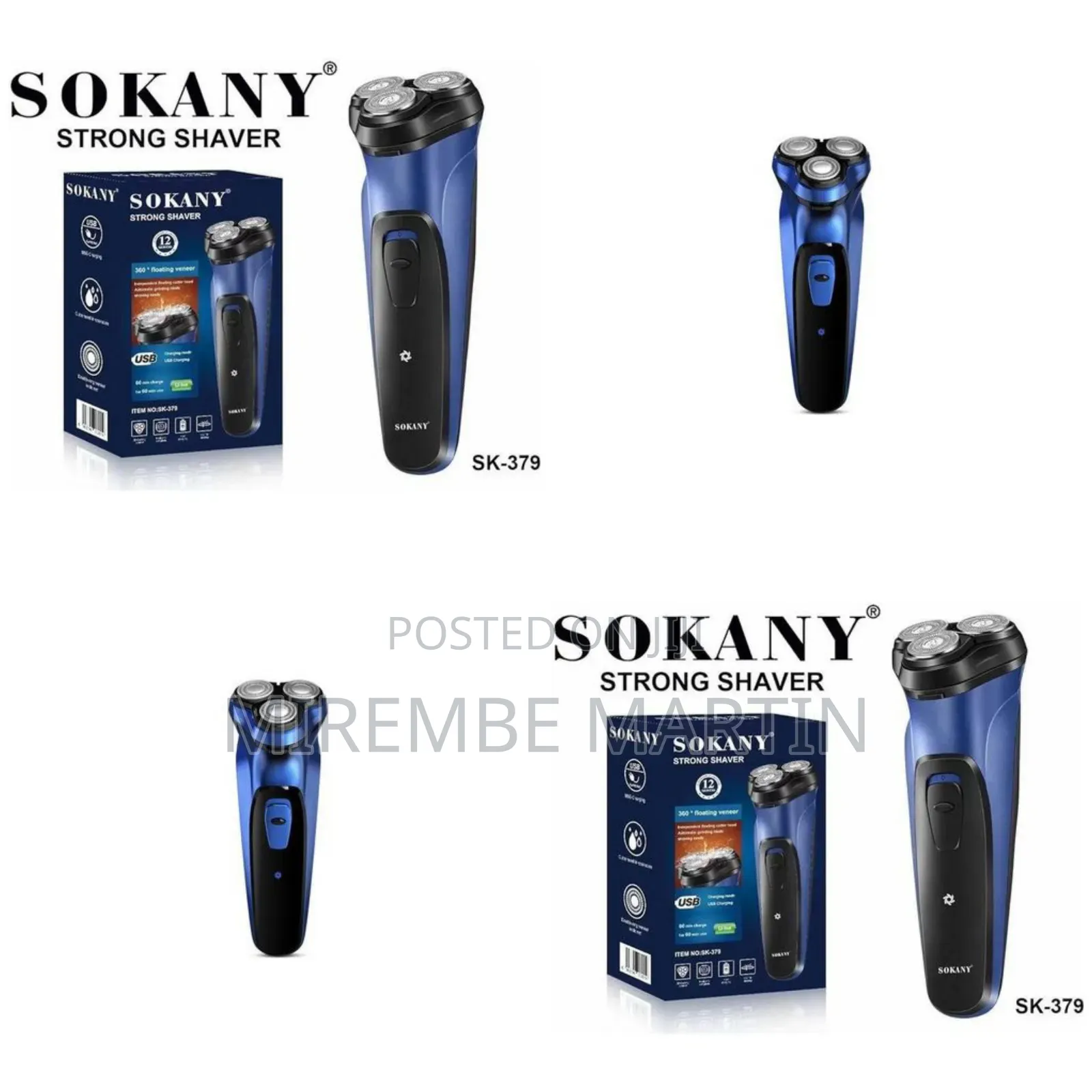 Sokany Hair and Beard Smoother Shaver Blue