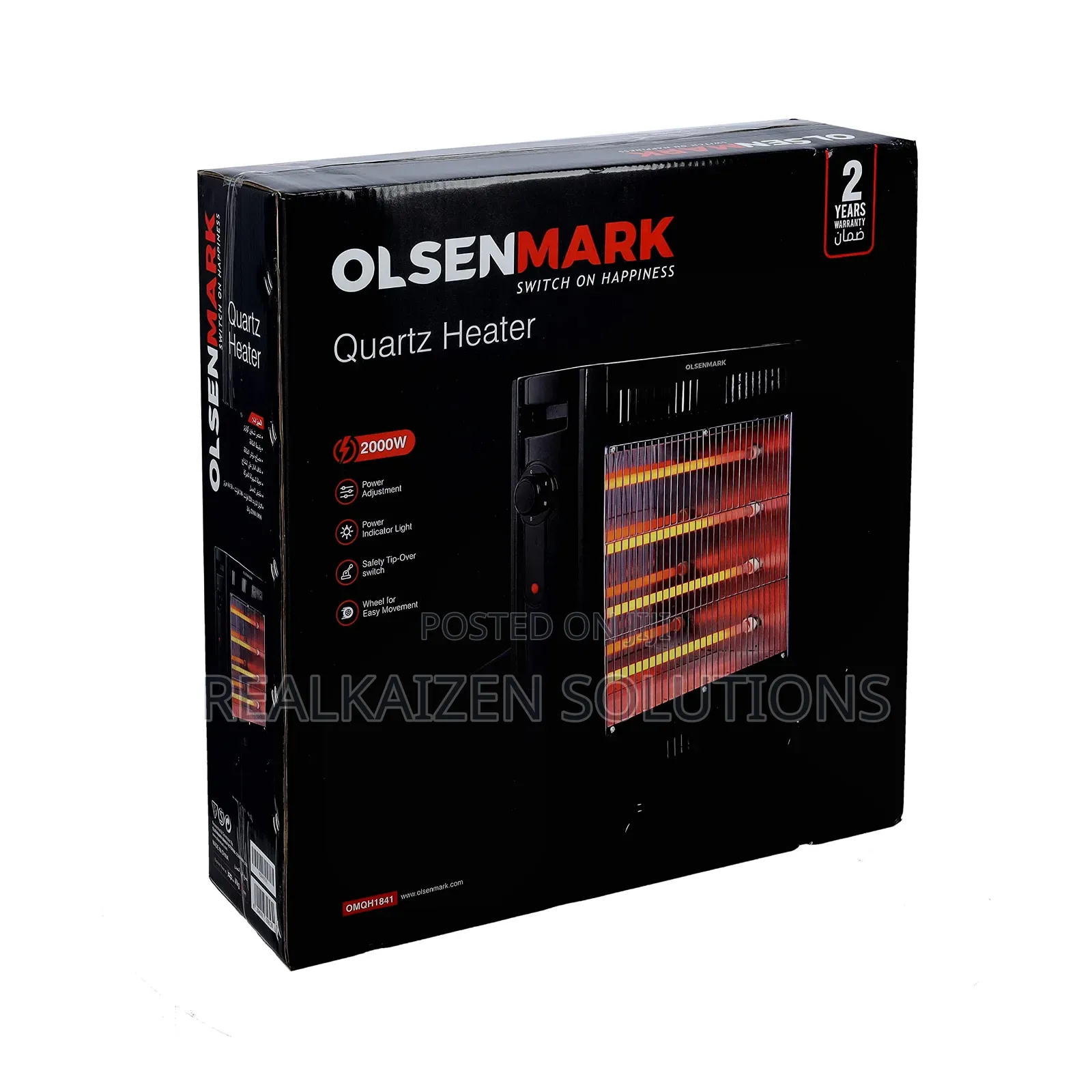 OLSENMARK | Adjustable Power | Wheels Quartz IR Heater 2000W