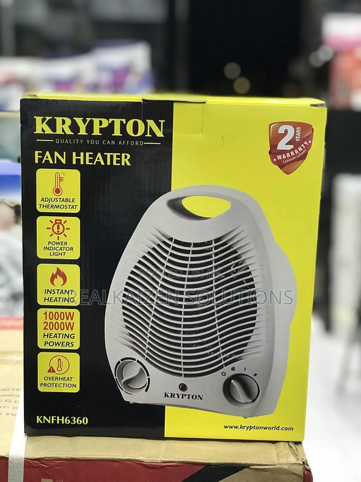 KRYPTON White Fan Heater With 2 Heating Powers 2000W