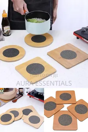 4pcs Large Coaster Wooden Heat Insulation Pads