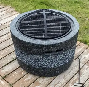 Outdoor Terrace Yard Chrome Iron BBQ Grill Fire Pit Bowl