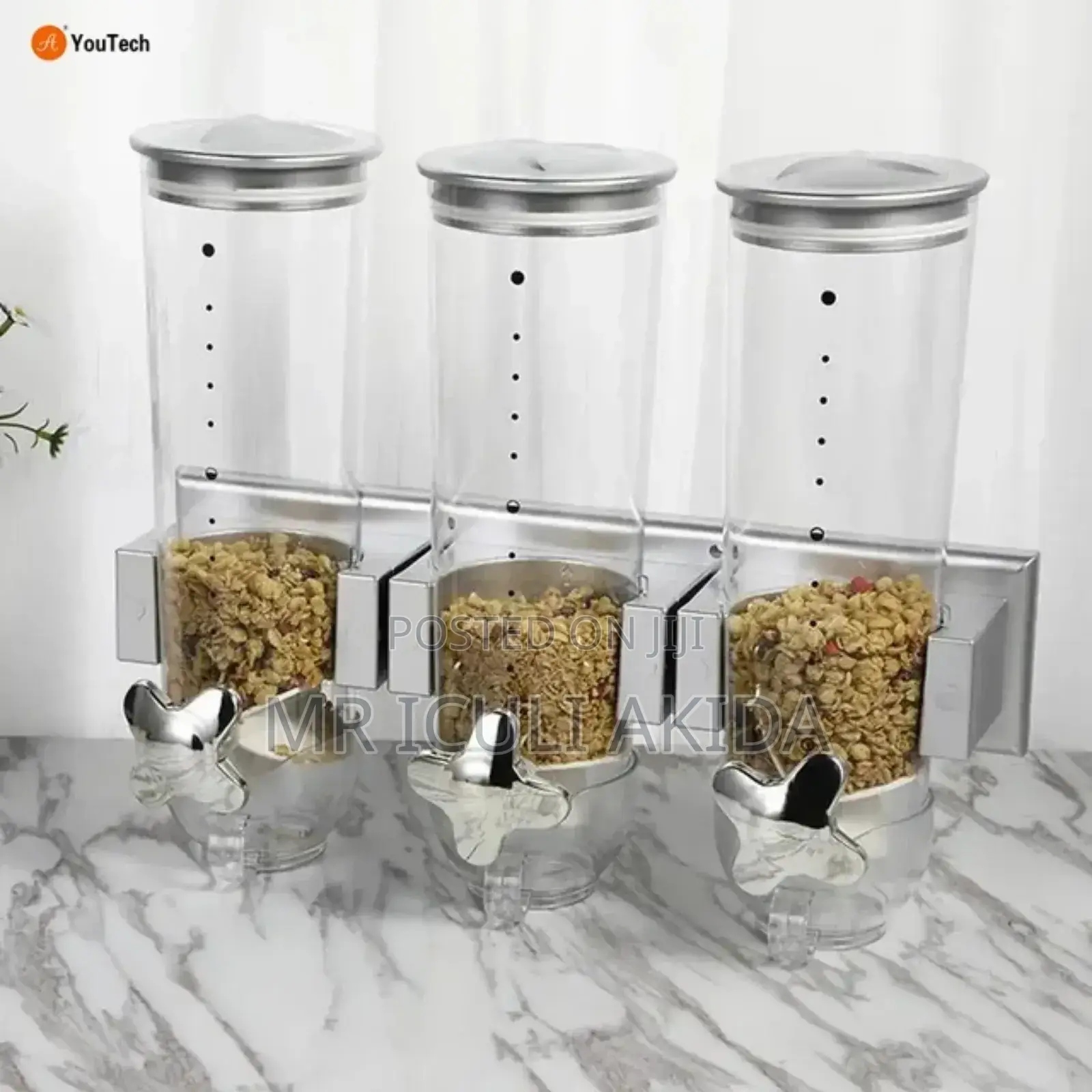 1.5L Triple Wall Mount Cereal Dispenser Storage Contain Cans