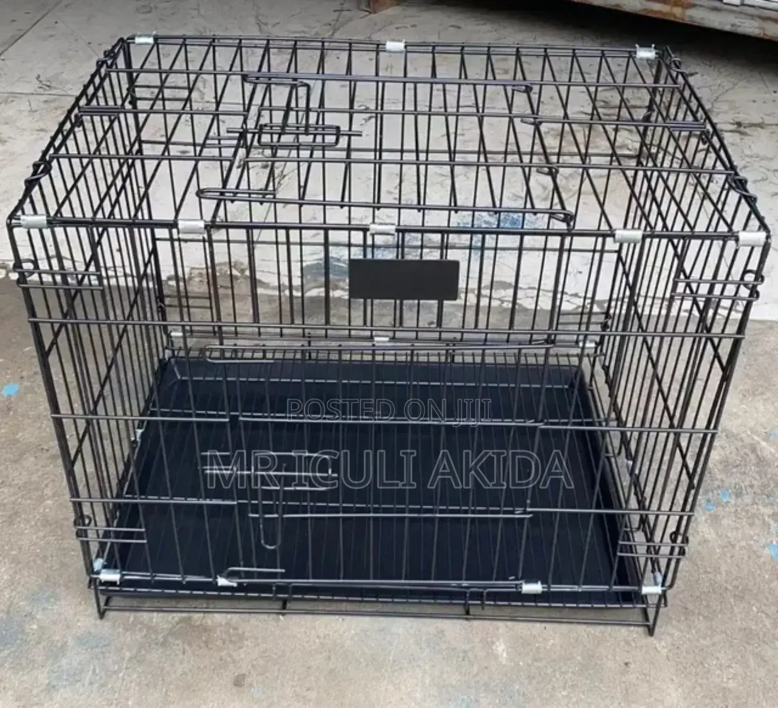 Foldable Metallic Wire Dog/Pet Cage WTH Plastic Feeding Tray