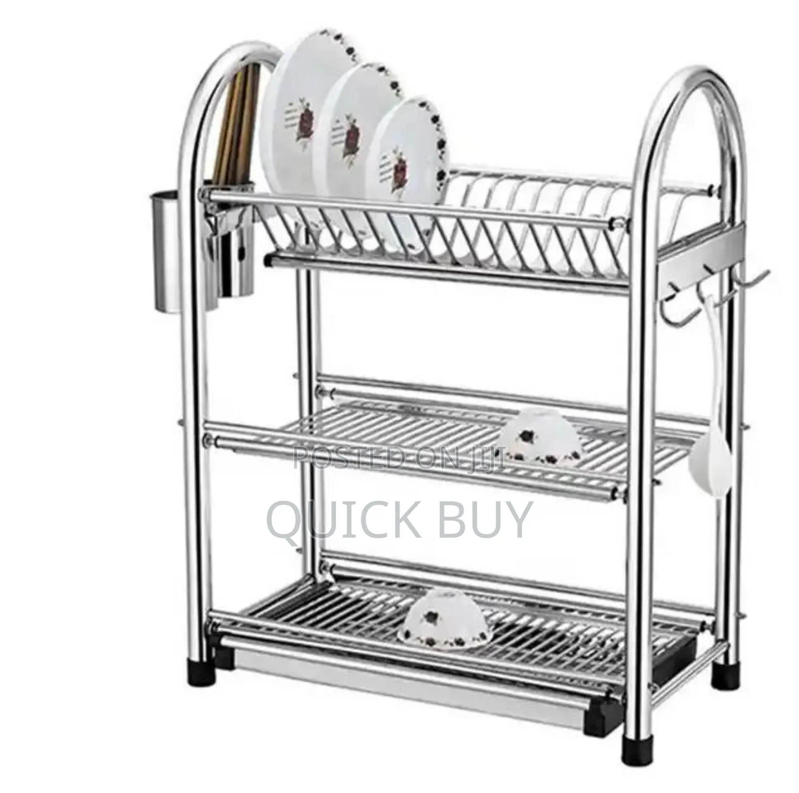 Trendy Smart Kitchen Stainless Dish Drainage Rack 3 Tier