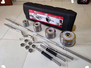 55 Kg Dumbbells Barbell, Curl Bar Box Set.(York)