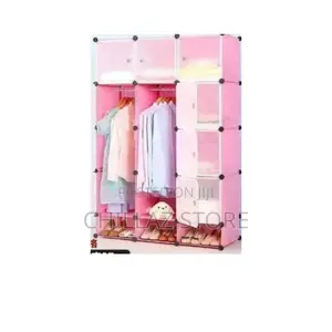 3 Columns Plastic Wardrobe Pink.