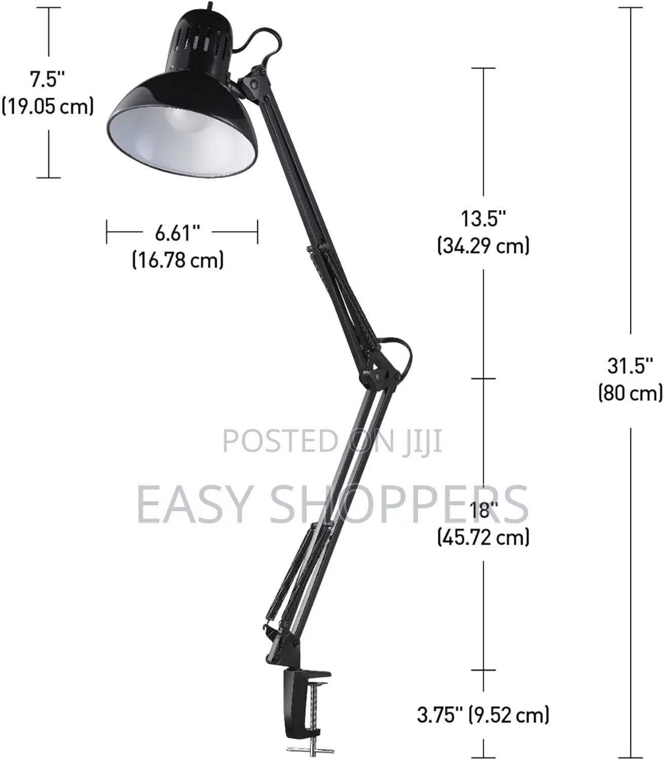 Swing-Arm Clamp-on Lamp, Black Architect, Finish,