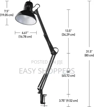 Swing-Arm Clamp-on Lamp, Black Architect, Finish,