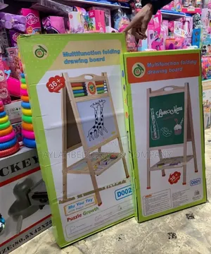 Foldable Magnetic Wooden Easel Board With Drawing Accessorie