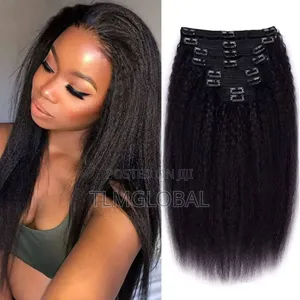 10'' Kinky Straight Clip In Hair Wig Extension 120g