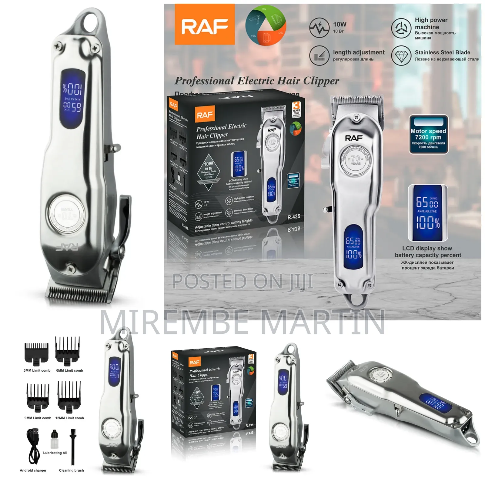 RAF Professional Electric Hair Clipper With Display|