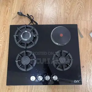 Digiwave Tempered Glass Body 3 Gas Burners + 1 Hot Plate Hob