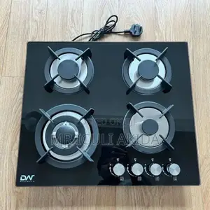 DW 4burner Gas Stove Built in Tempered Glass Black Surface