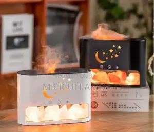 200ml Crystal Salt Stone LED Fire Flame Aroma Humidifier