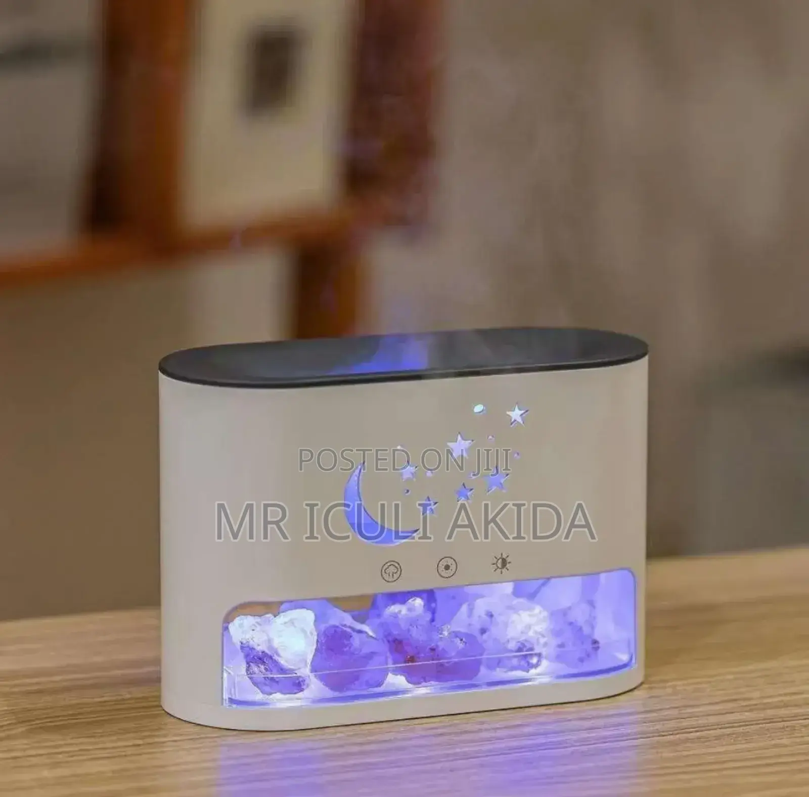 200ml Crystal Salt Stone LED Fire Flame Aroma Humidifier