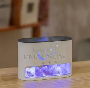 200ml Crystal Salt Stone LED Fire Flame Aroma Humidifier