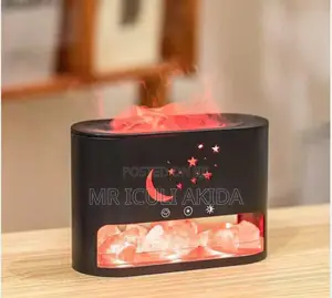 200ml Crystal Salt Stone LED Fire Flame Aroma Humidifier