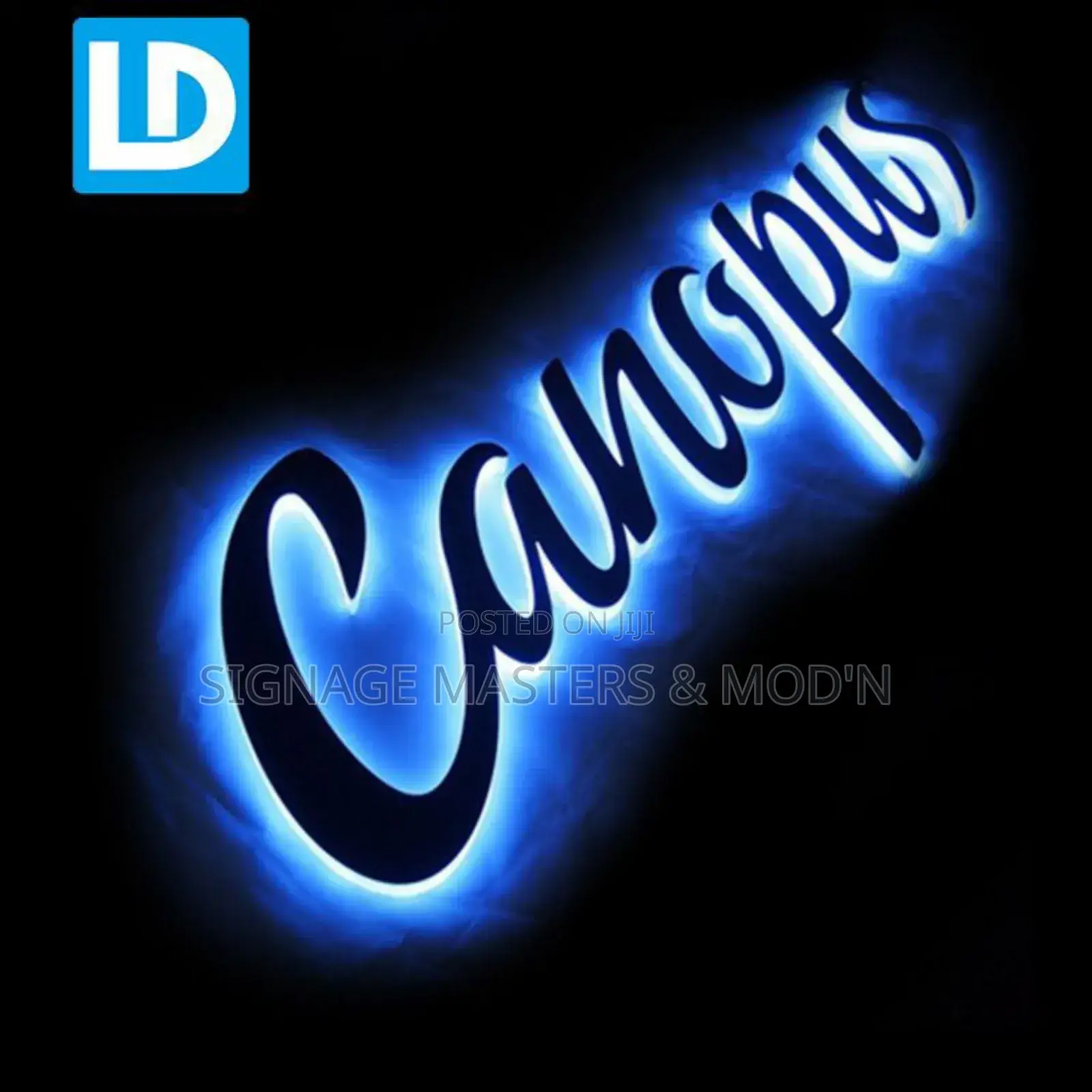 Blue Backlit 3D Letters