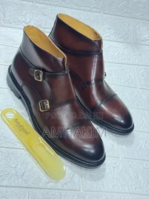 New Men’S Leather Strap Boots in Stock