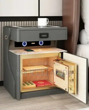 Smart Bedside Table WTH Wireles Chager,Speaker,Cash Box Safe