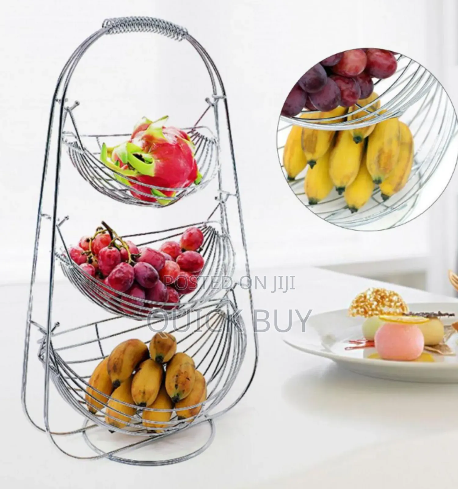 Elegant Stainless 3 Tier Fruit Basket/ Wire Bowl