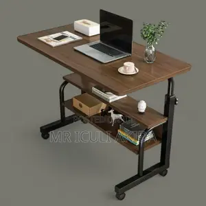 Adjustable Height Bedside Laptop Table WTH Wheels And Shelf