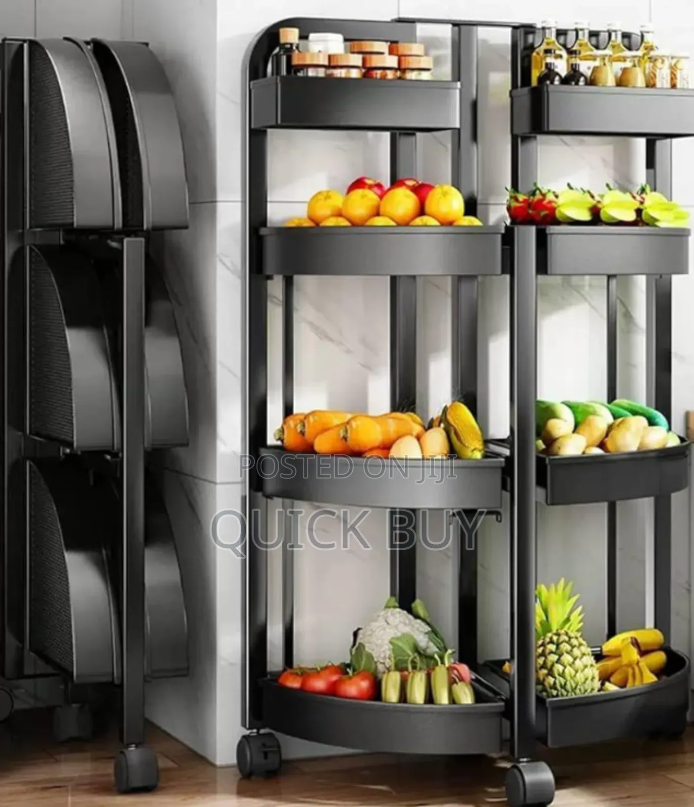 Sturdy Heavy Duty Kitchen Storage Cart With Wheels, Foldable