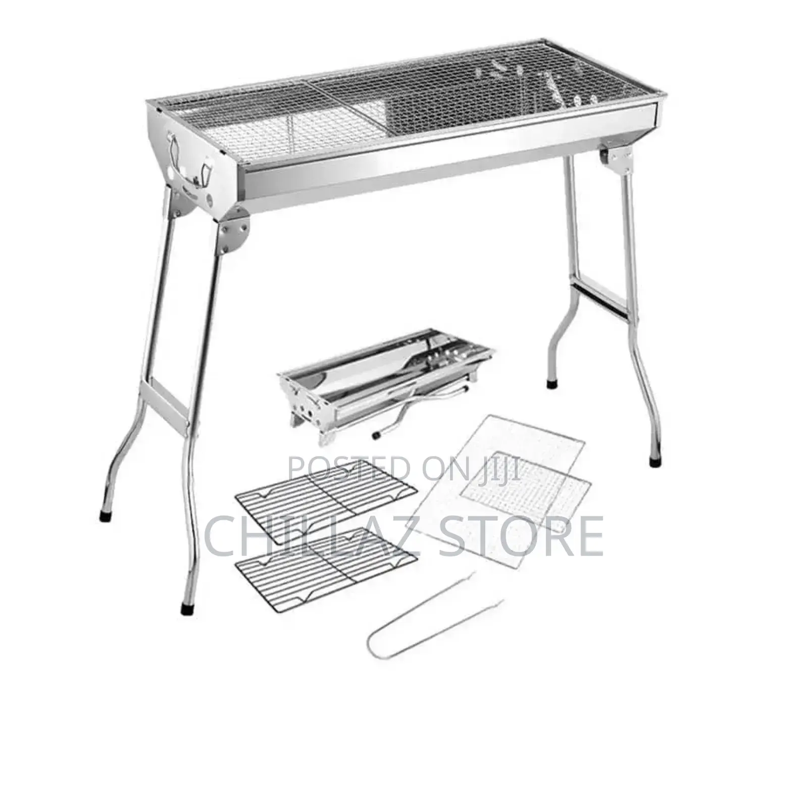Stainless Steel Camping Freestanding BBQ Grill.