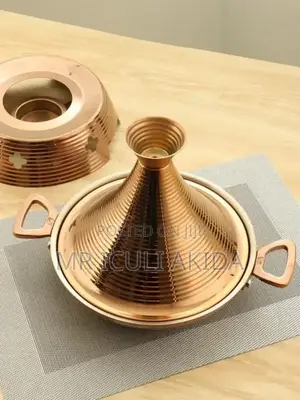 Bronze Moroccan Non-Stick Slow Cooking Casserole Tagine Pot