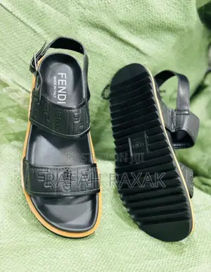 Original Men’S Classic Fendi Ankle Strap Leather Sandals