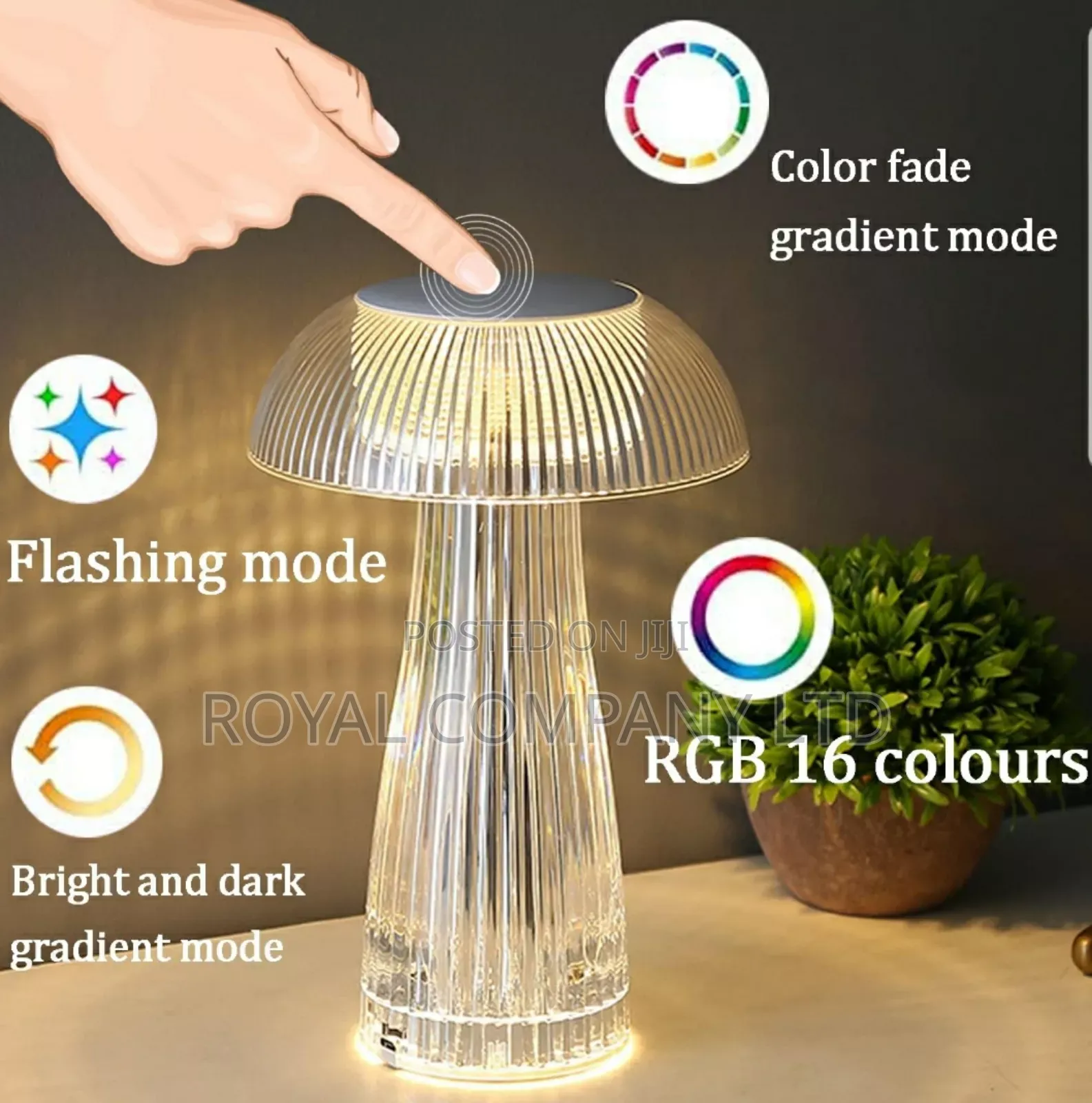 Bedside Crystal Lamp With Remote and Sensor Touch