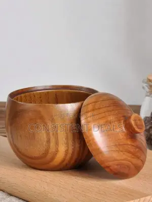 Japanese Kitchen Handmade Wooden Bowl With Cover
