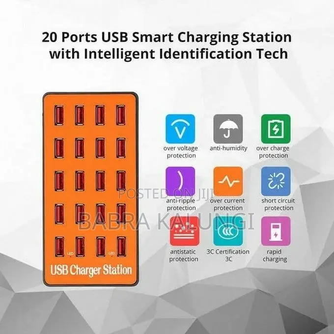 USB Charger Station, 20 Ports 100w/20a Desktop USB