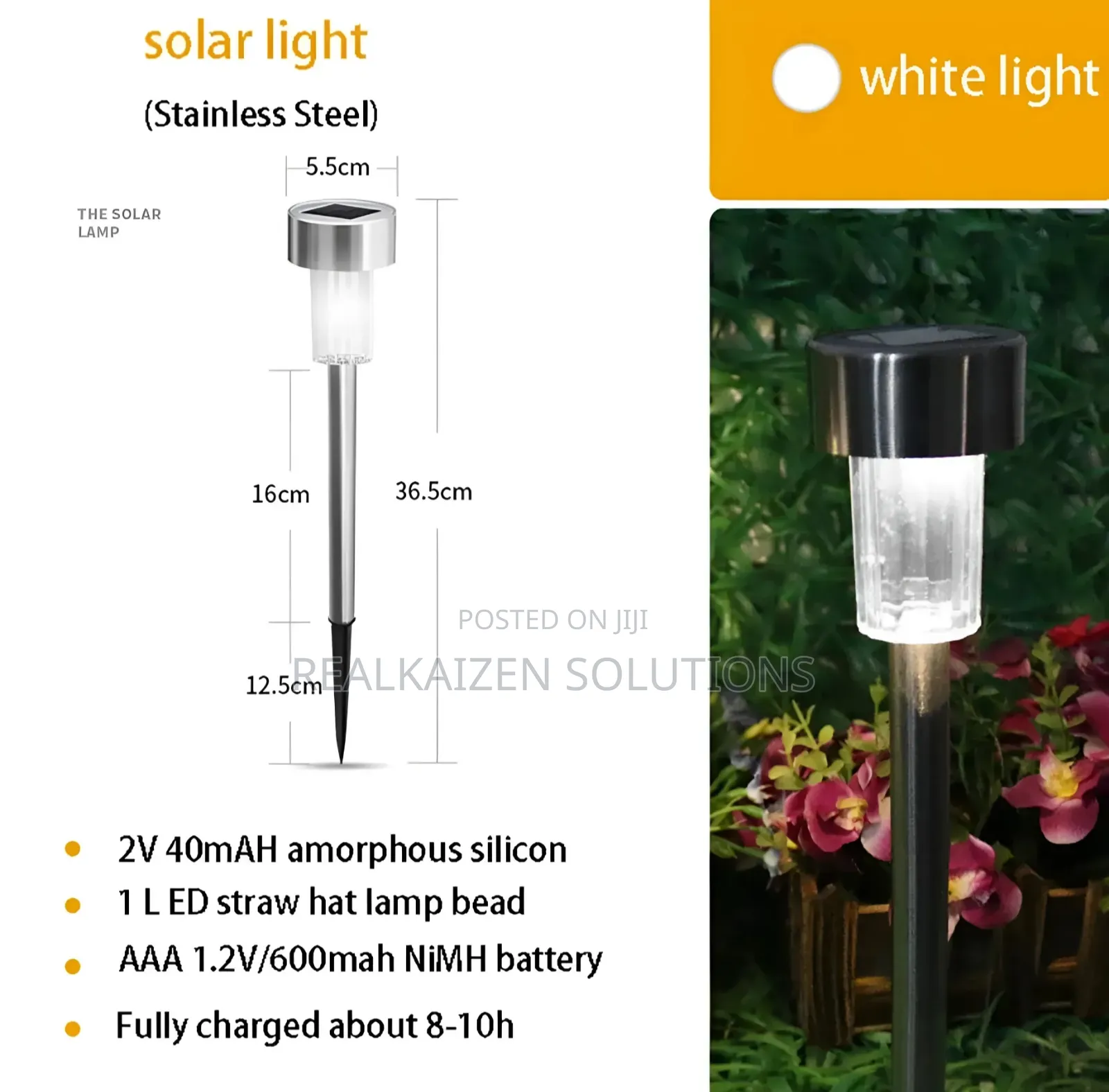 STAKE LIGHT Waterproof Stainless Steel Solar Garden Light