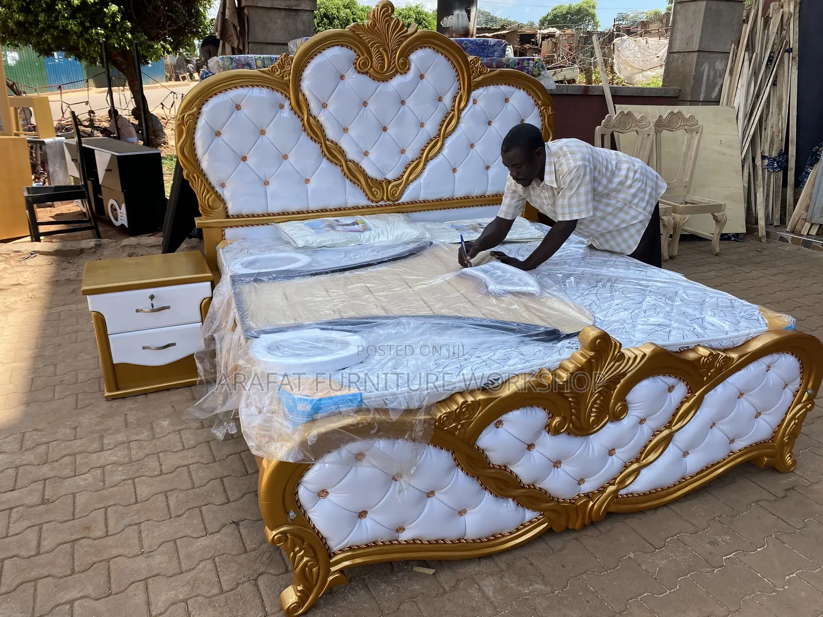 Solid Gold King Bed