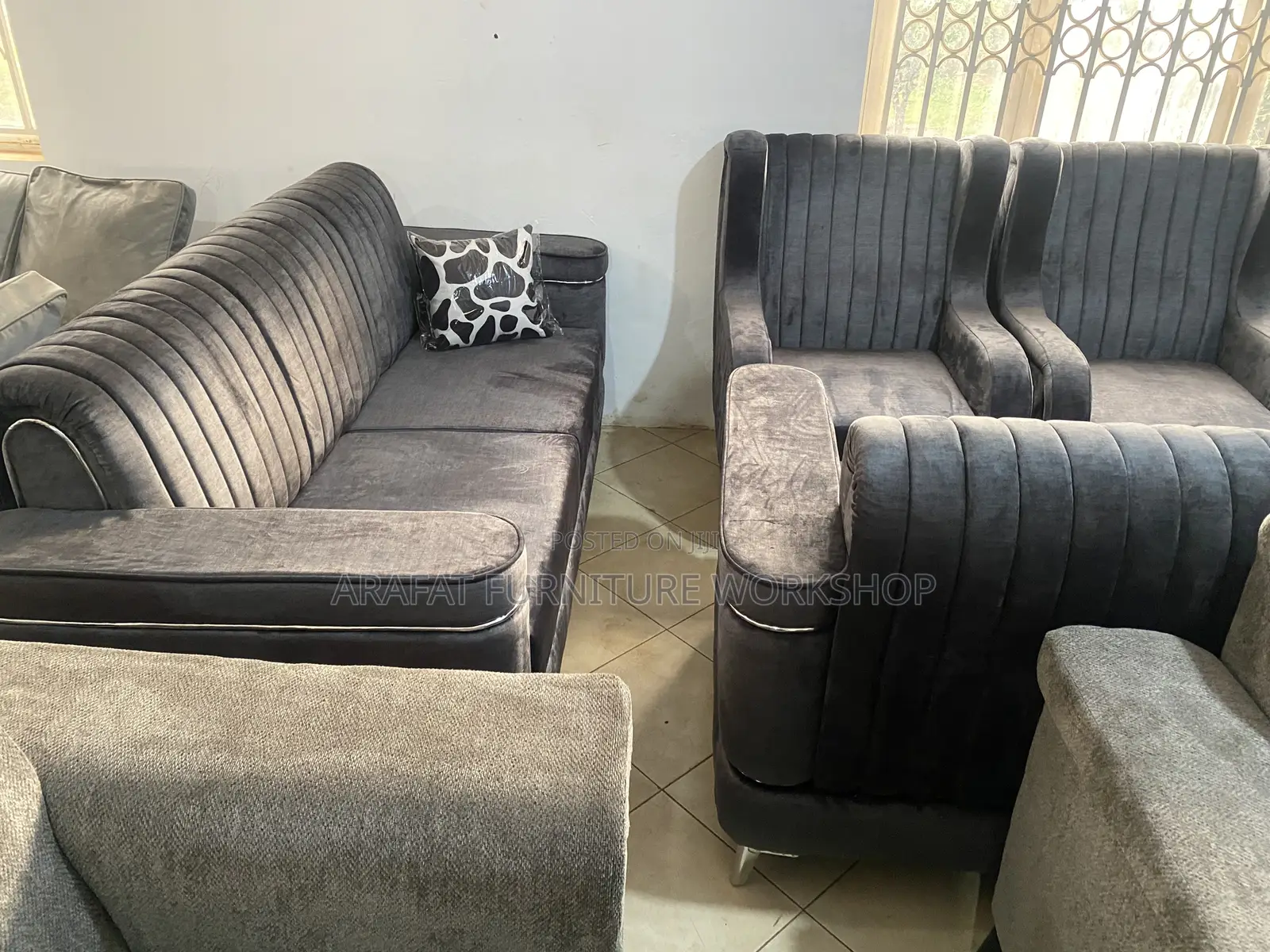 Modern Gray 7 Seater Sofa Set