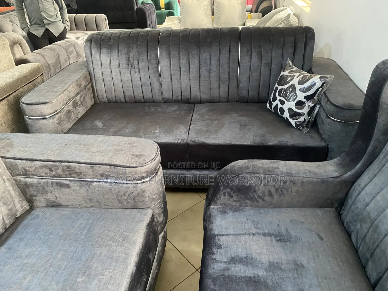 Modern Gray 7 Seater Sofa Set