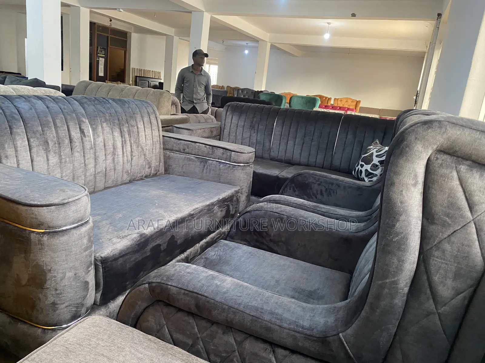 Modern Gray 7 Seater Sofa Set
