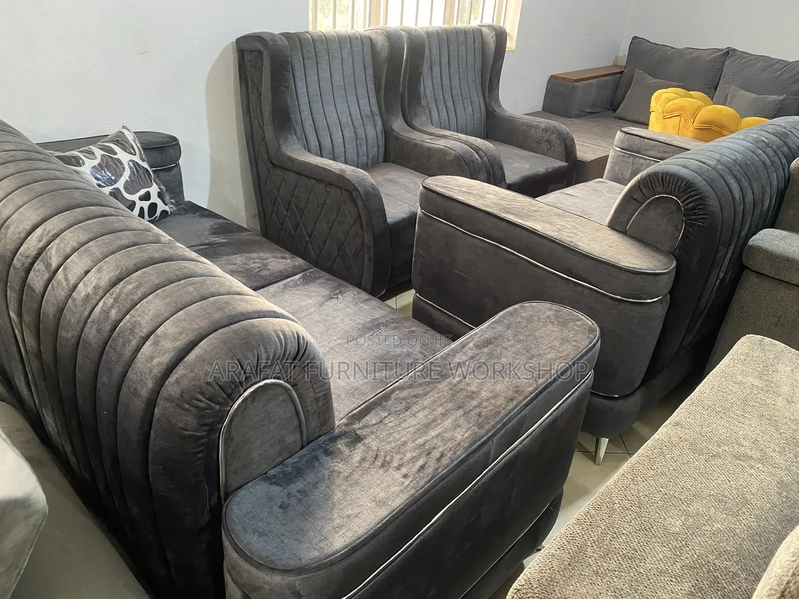 Modern Gray 7 Seater Sofa Set