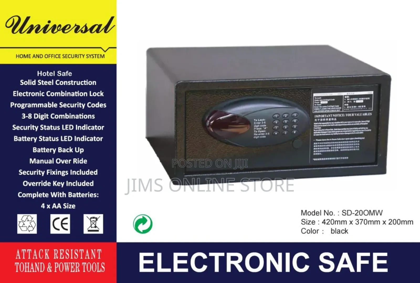 Electronic Hotel Safe Universal