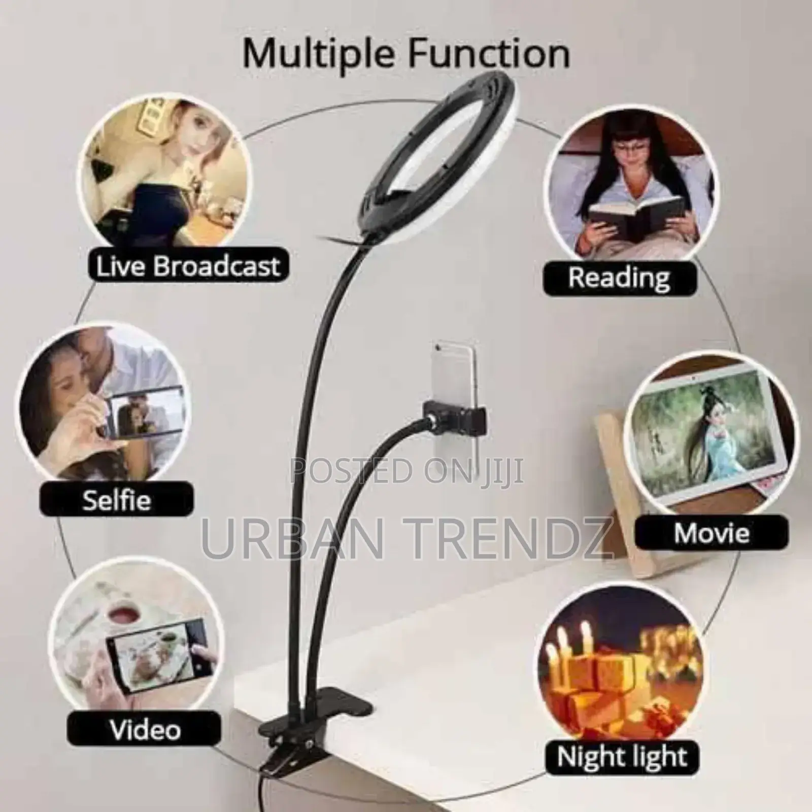 Adjustable Desk / Office Mobile Phone Holder Ring Light