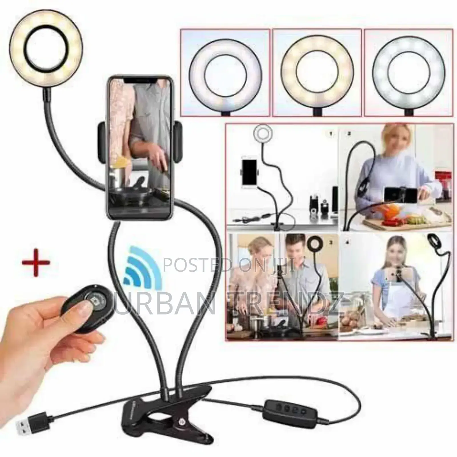 Adjustable Desk / Office Mobile Phone Holder Ring Light