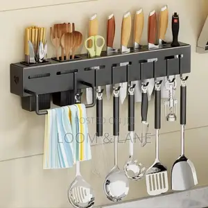 Wall Mounted Kitchen Knife and Towel Rack