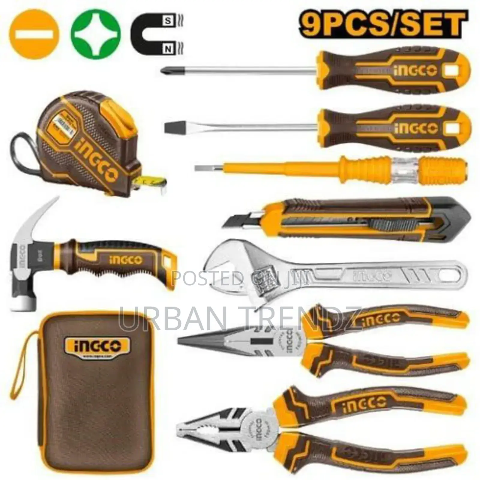 INGCO 9 Piece Hand Tools Set - Silver