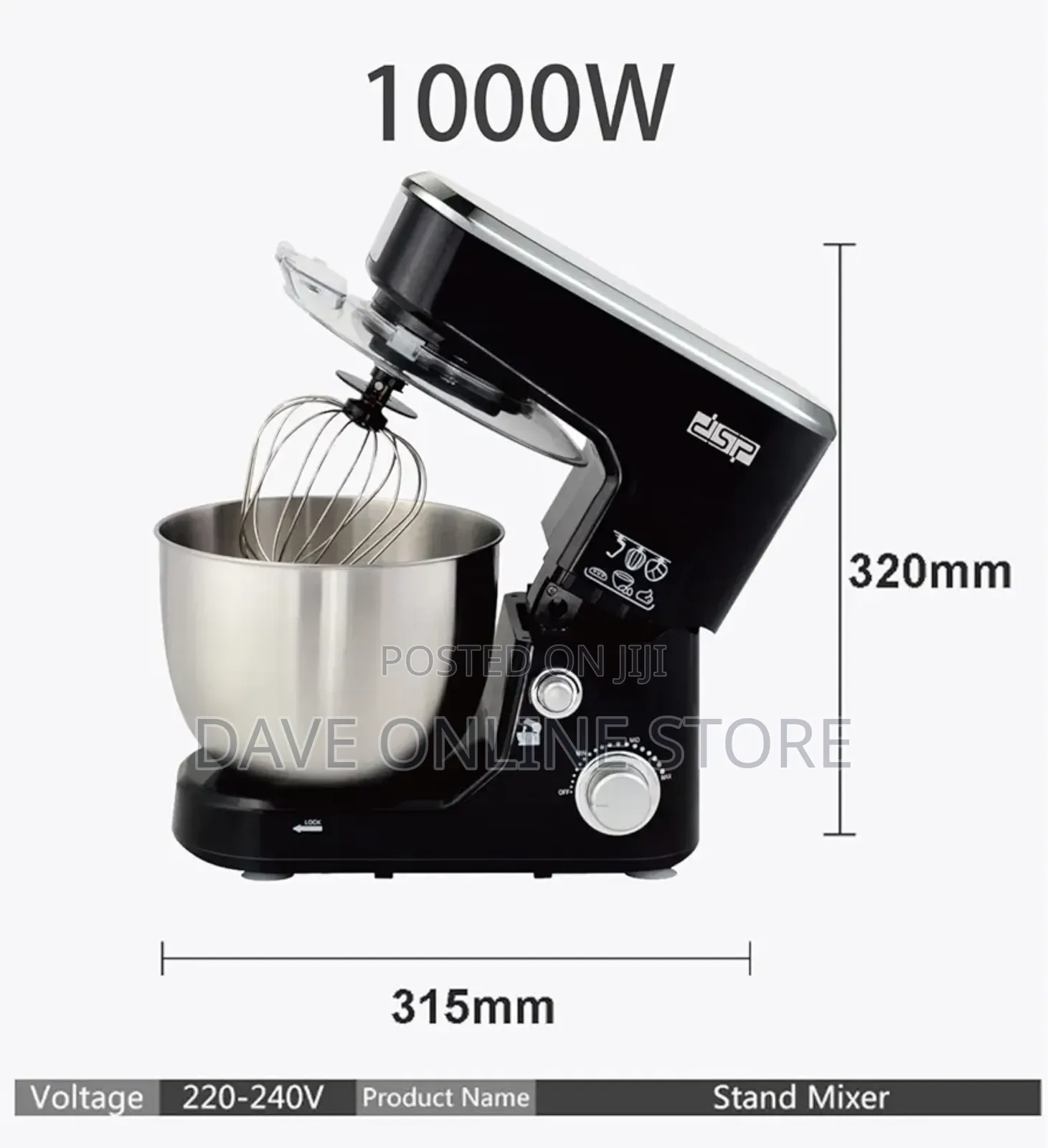 DSP 1000W 5.Litre Electric Stand Mixer, White