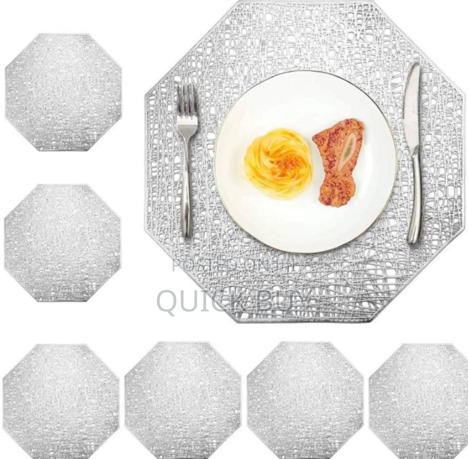 Unique Design Silver Round Table Mat ,Heat Resistant 6pcs