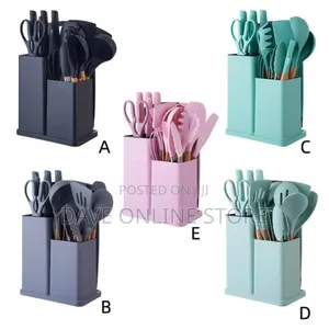 19 PCS Wooden Handle Crockery Board Set Stand Holder