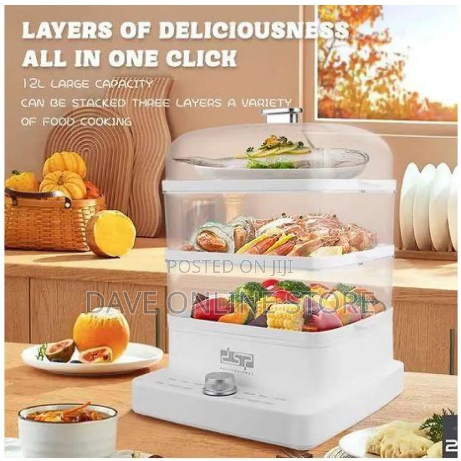DSP 1300ML 3 Tier Electric Vegetable Food Steamer Pot- White