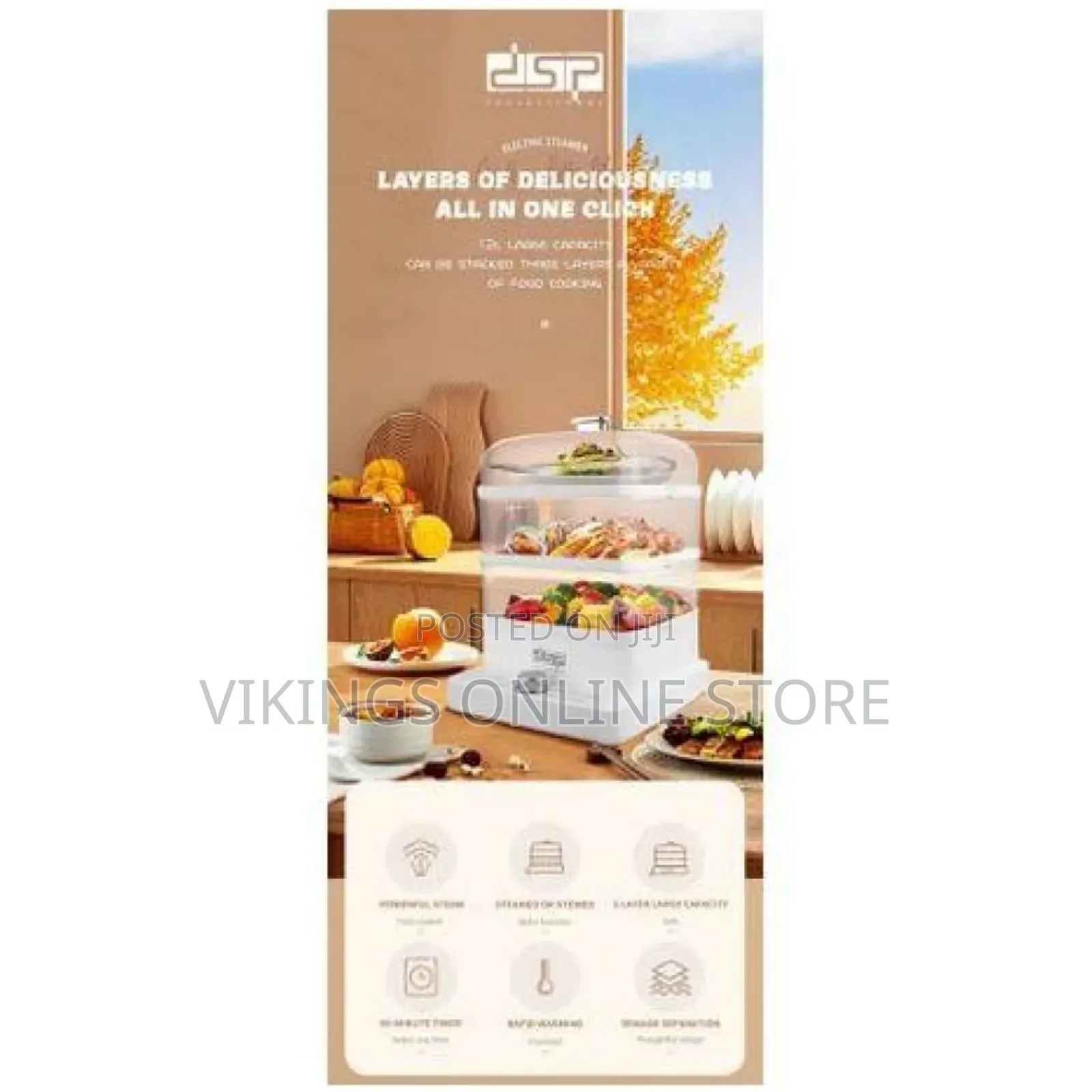 DSP 1300ML 3 Tier Electric Vegetable Food Steamer White