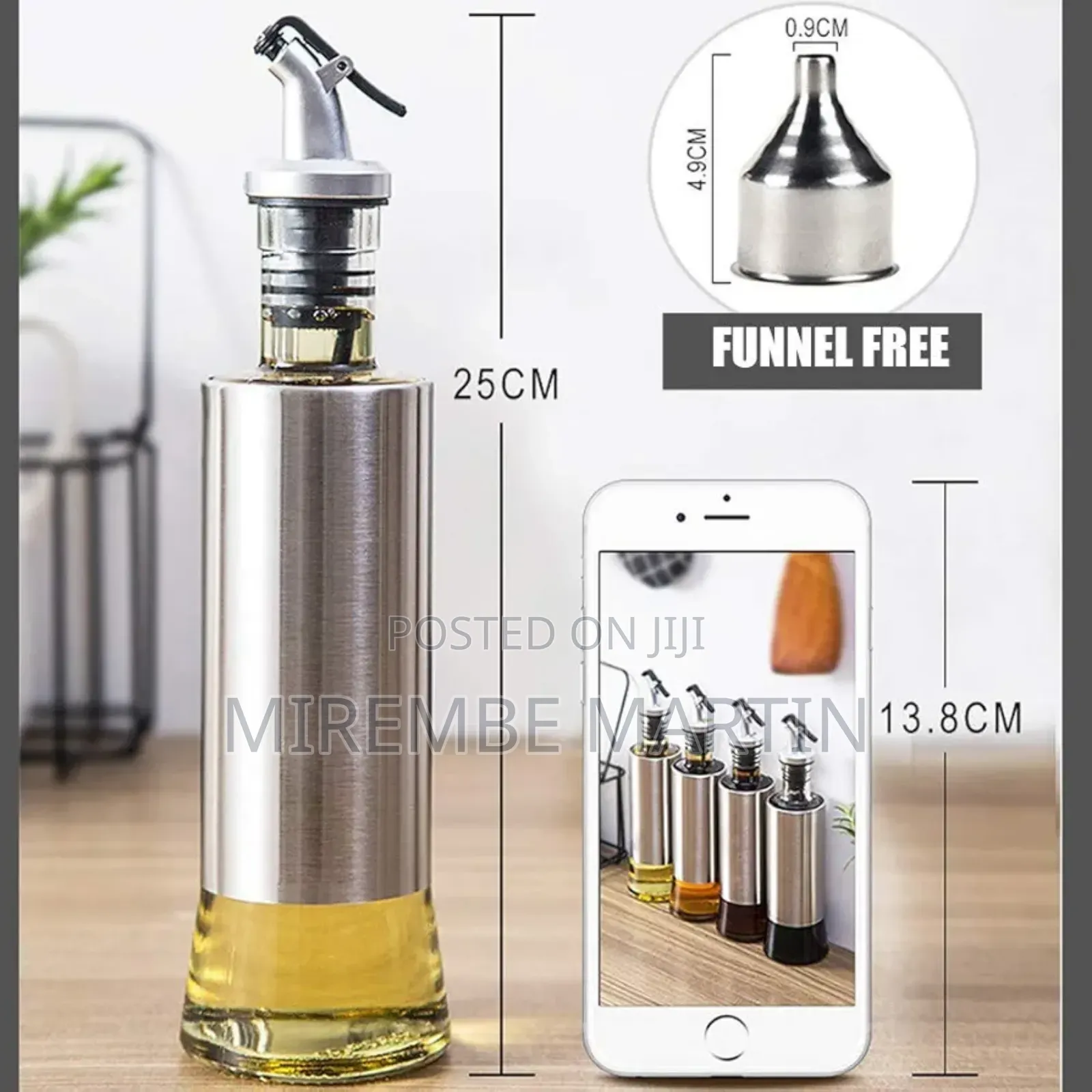 Olive Oil and Vinegar Dispenser Bottle (Silver)